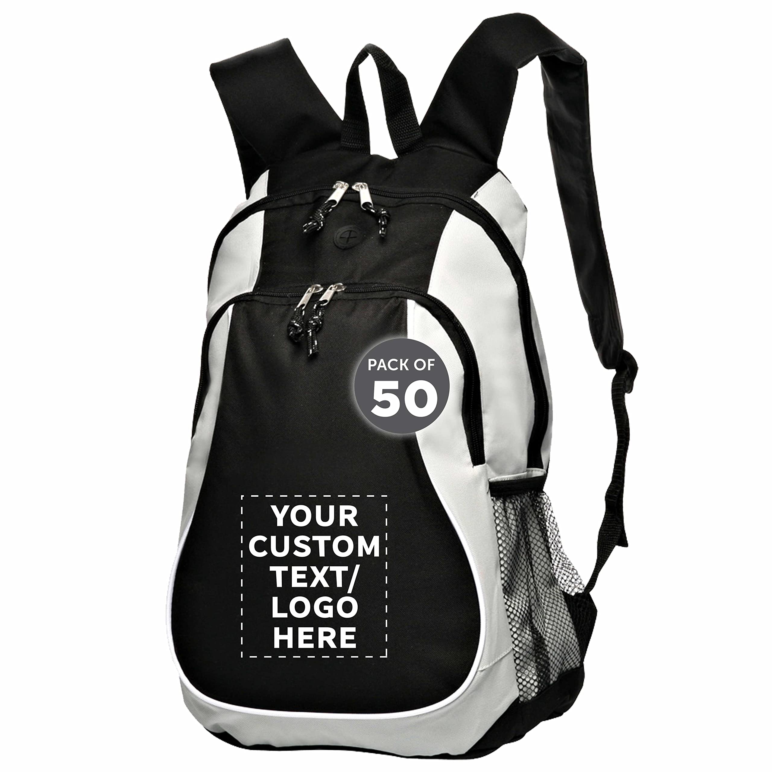 DISCOUNT PROMOS Custom Large Sports Backpacks Set of 50 Personalized Bulk Pack - Bring Everywhere You Go Perfect