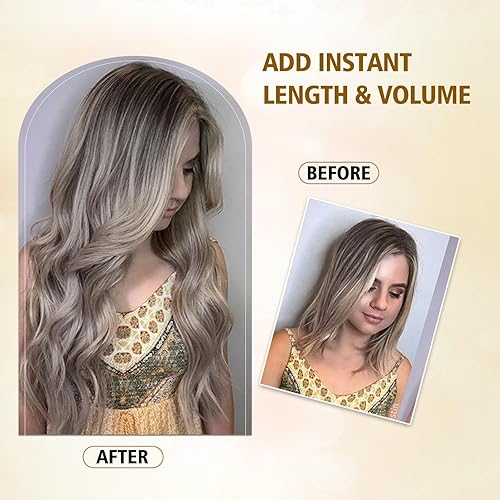 Miniatura 7 de 4 extensiones de cabello grueso con clip para mujer, extensiones de cabello sintético largo y ondulado de 20 pulgadas, extensiones de cabello de