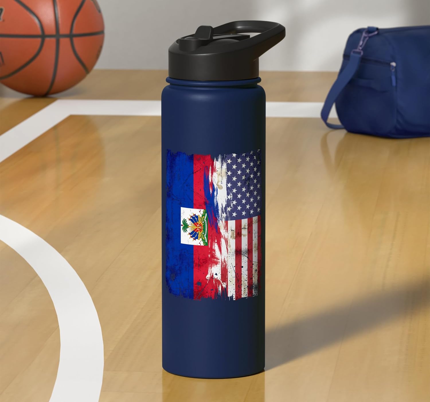 Haitian American Flag Haiti Roots Stainless Steel Insulated Water Bottle