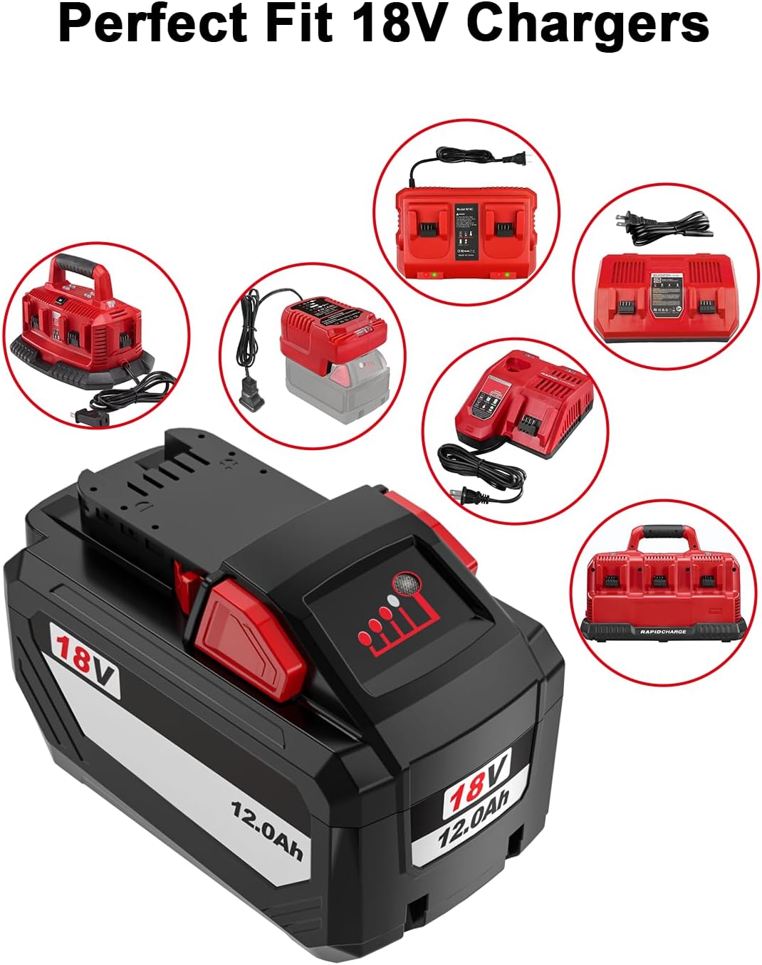 IEFUU Compatible with Milwaukee M18 Battery 12.0 High Output, Compatible with Milwaukee M-18 Tools Battery 48-11-1880 All Power 18V Power+ Tools 12000mAh 18 Volt Lithium-Ion Baterias