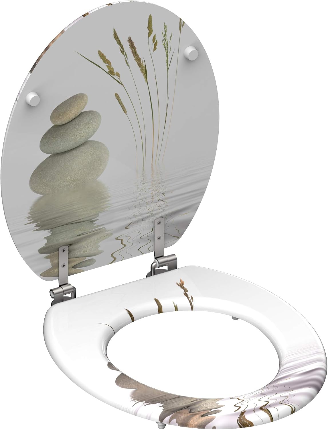 SCHÜTTE Balance Wooden Toilet Seat Without Soft-Close Mechanism, 175 kg Load Capacity, Toilet Lid with Motif - Image 4