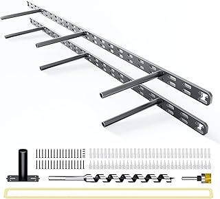 2pcs Floating Shelf Bracket Heavy Duty,Decorative Floating Shelf Hardware Hidden Black Metal Fireplace Mantel Brackets (34"X6"X1.0" with Tools)