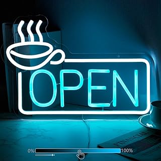 Coffee Neon Sign For Wall Decor Studio Room Led Lights, Open Decor Neon Signs Aesthetic Operated Light For Door Decorations, Business Room Accessories Neon Sign