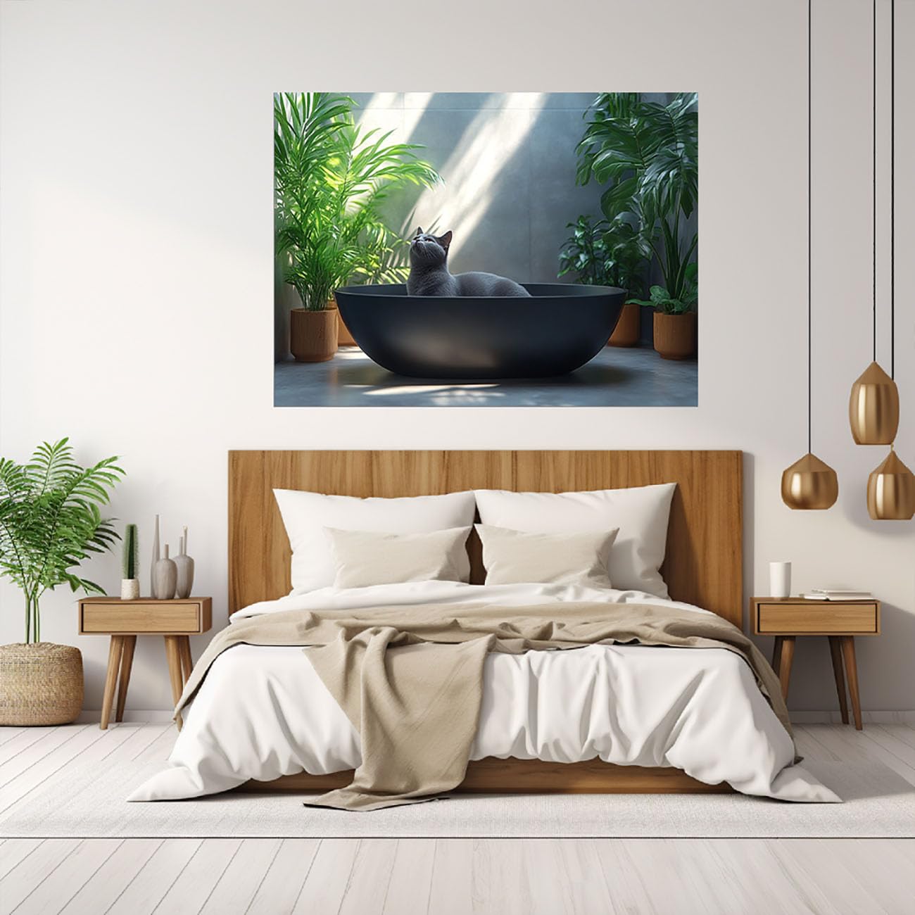 WIKEO Zwierzęta Nowoczesna dekoracja ścienna Mural Urocze zwierzęta w wannie Zdjęcia do salonu, łazienki, jadalni Obraz do pokoju dziecięcego Prezent (zielony-70 x 100 cm oprawiony