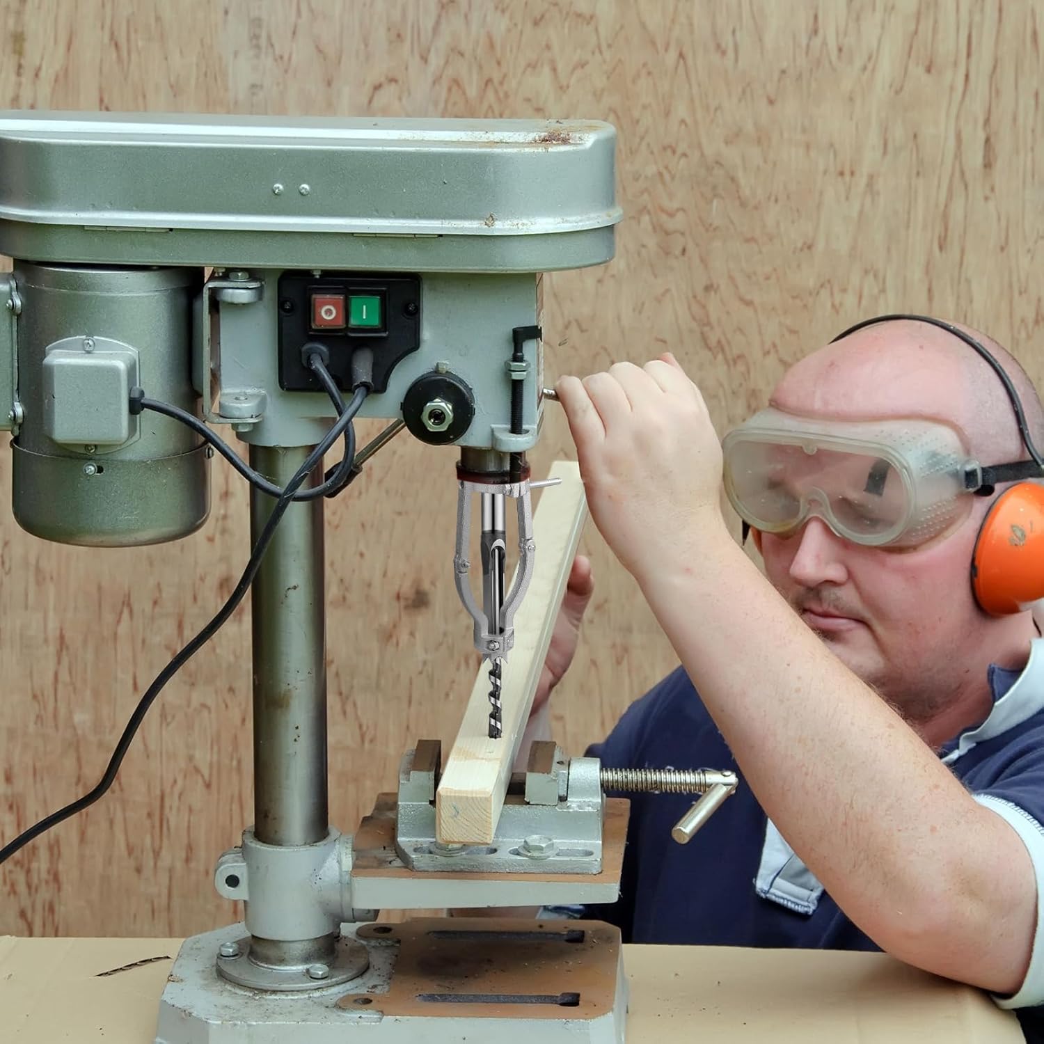 Gisafai 7 Pcs Square Hole Drill Bit with Adapter 1/4, 5/16, 3/8, 1/2, 9/16, 5/8, 3/4 Inch Power Tool Accessory for Drill Press Mortise Machine