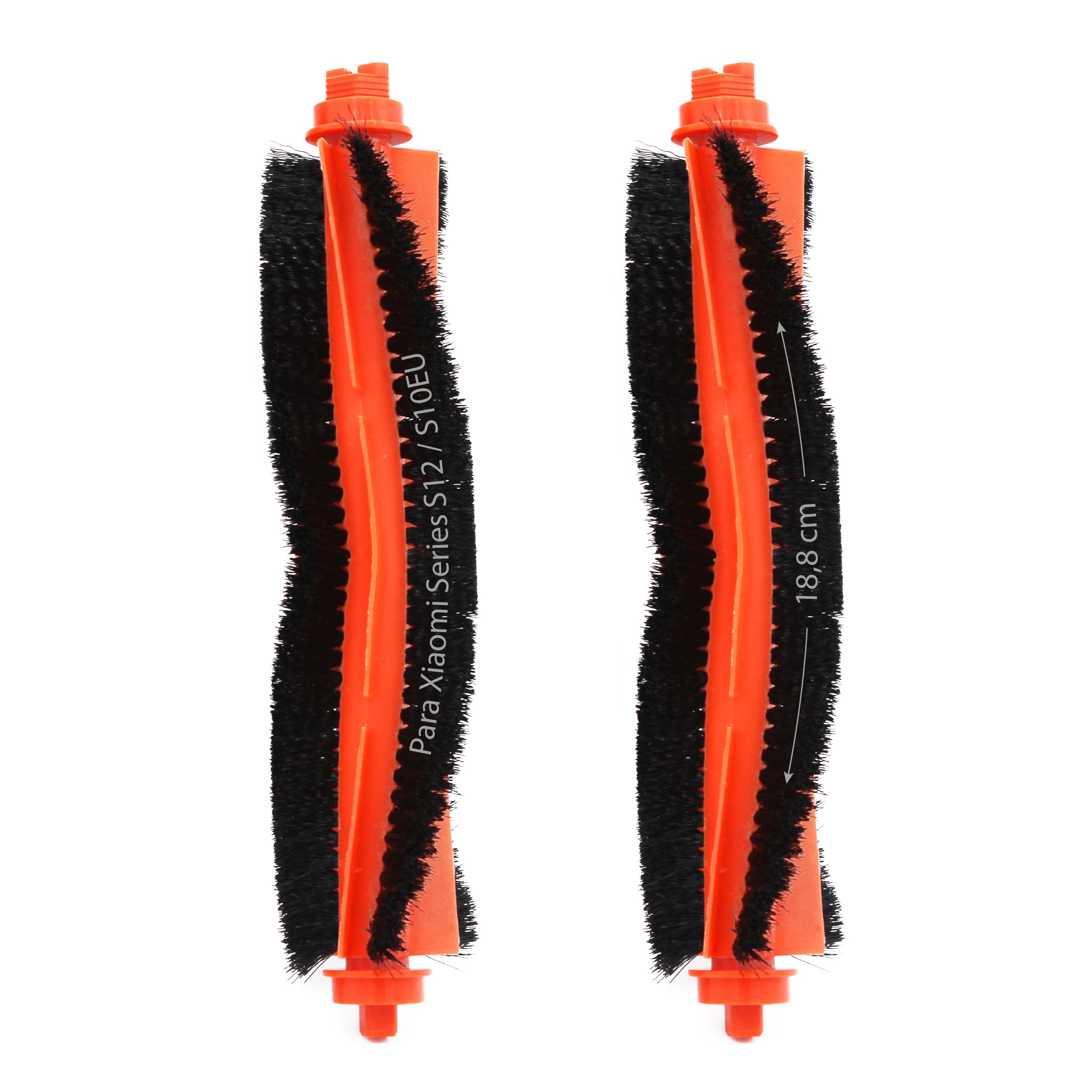 Pack of 2 Main Brushes for Xiaomi Series S12 with Length 18.8 cm, Orange Replacement Brushes, Replacement Kit for Robot Vacuum Cleaner, Mop Series 2S, 2 Pro, Xiaomi Viomi V3, V2