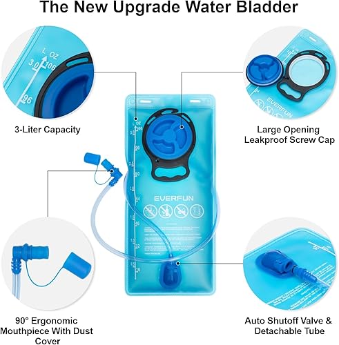 Miniatura 6 de Everfun Mochila de hidratación de 18 litros con bolsa de agua de 2L3 L, mochila de agua para senderismo para mujeres y hombres, paquete de