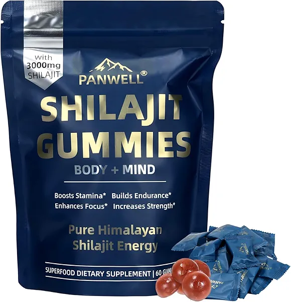PANWELL Shilajit Gummies with Ashwagandha, Seamoss & Turmeric | Zero Sugar Energy, Cortisol Balance, Sleep, Immune & Overall Health Support – for Men & Women 90 Gummies