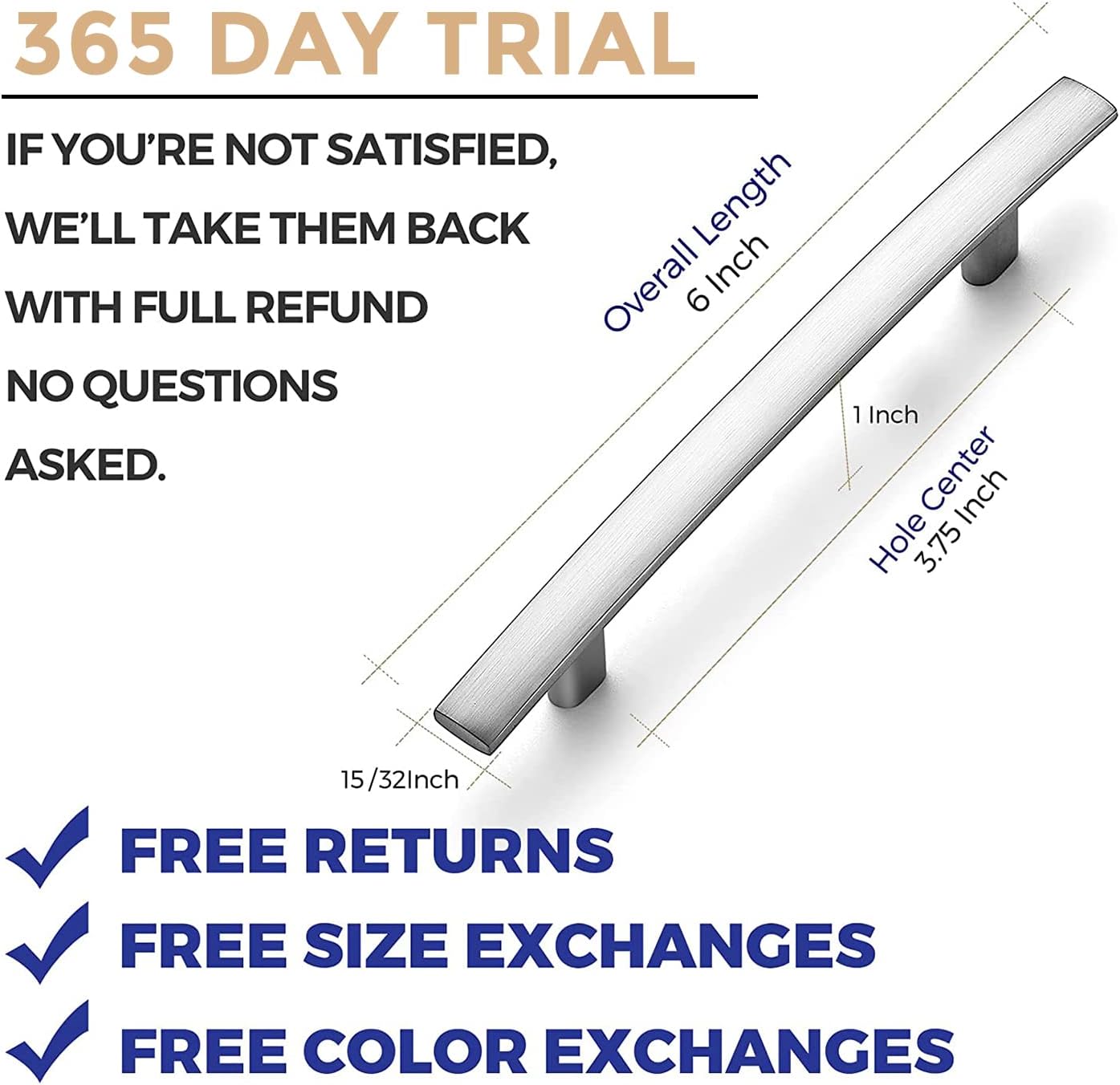 Ravinte 25 Pack 6 Inch Curved Cabinet Pulls Brushed Nickel Zinc Alloy Kitchen Cupboard Hadware Arch Drawer Handles Cabinet Pulls 6" Length,3.75" Hole Center