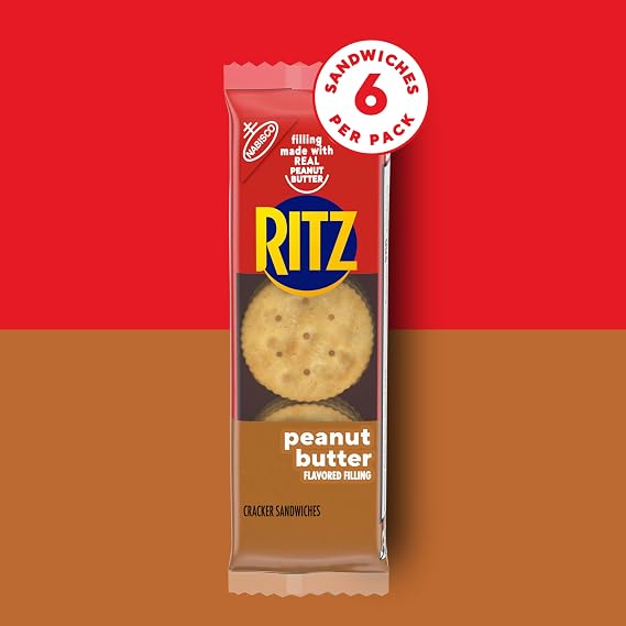 RITZ Peanut Butter Sandwich Crackers, 4g Protein, 112 Snack Packs
