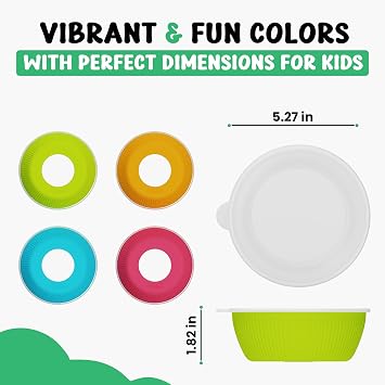 Jayour Kids Stainless Steel Bowls with Anti-Slip Silicone Sleeves | Dishwasher Safe | Premium Toddler Bowls for Eating | Perfect for Toddlers & Kids - Set of 4