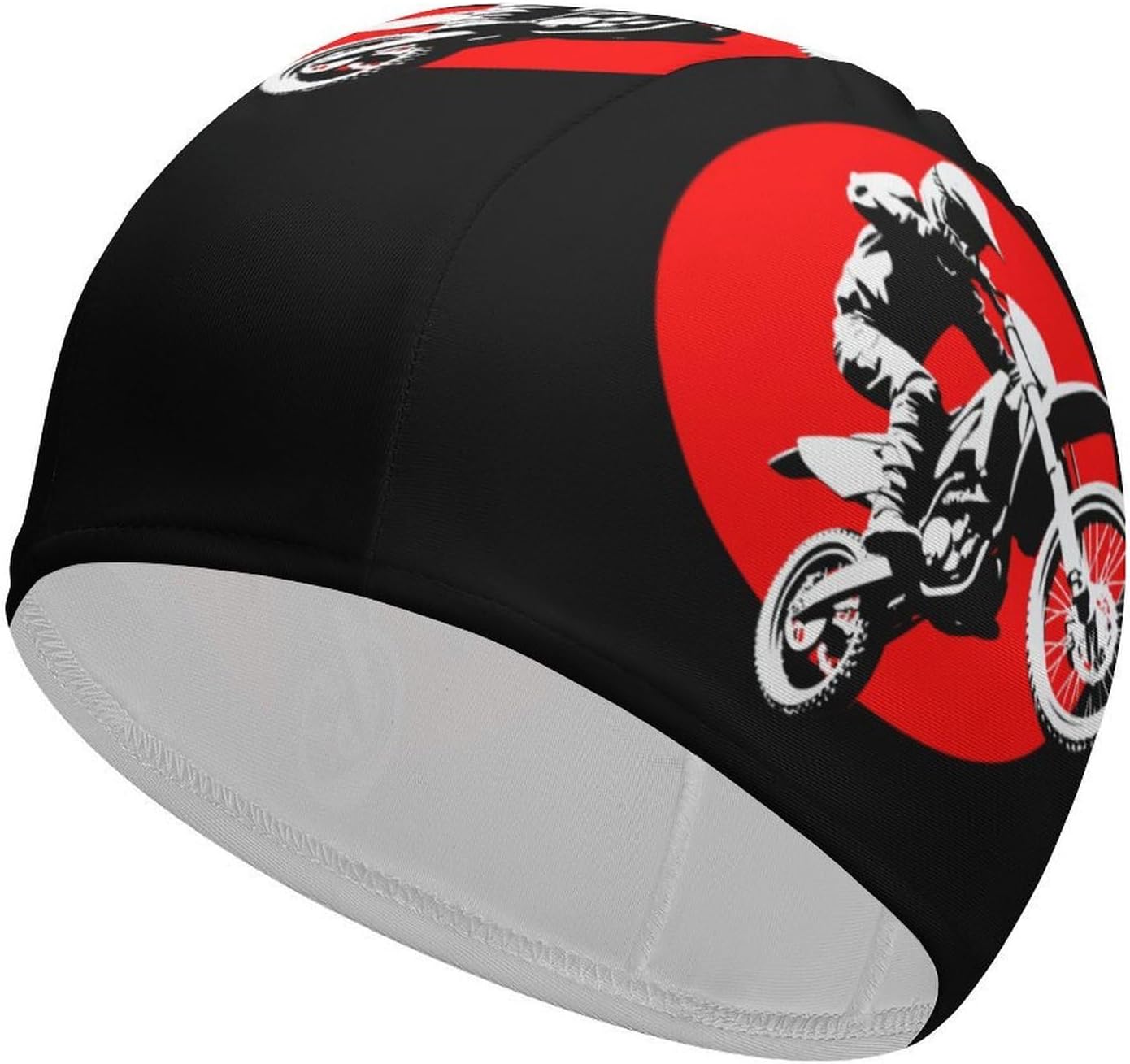 Dirt Motorcycle Mountain Bike Womens Swim Cap for Men Adult Swimming Hat Curly Short Medium Long Hair