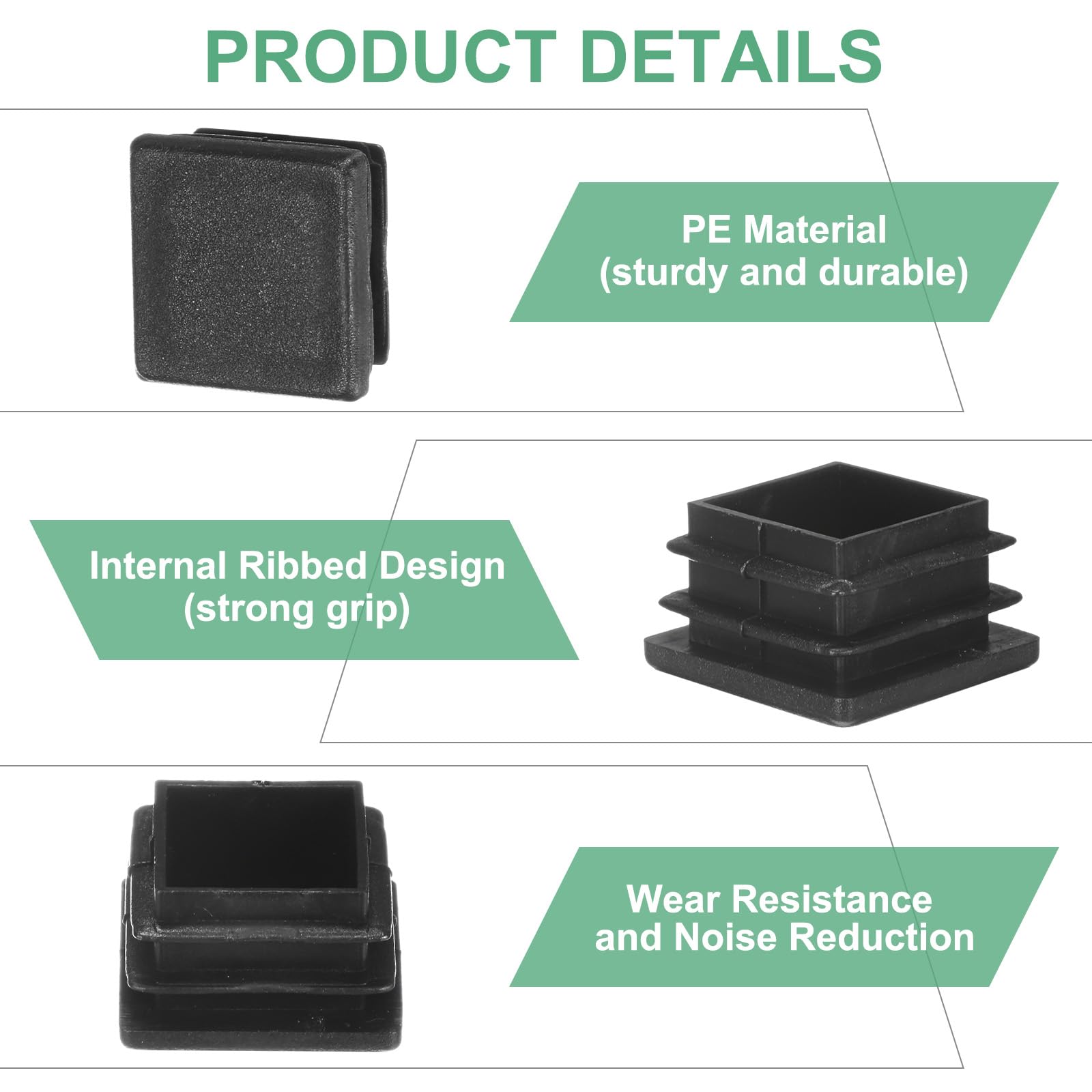 M METERXITY 50-Pack Square Tubing End Caps - Image 2