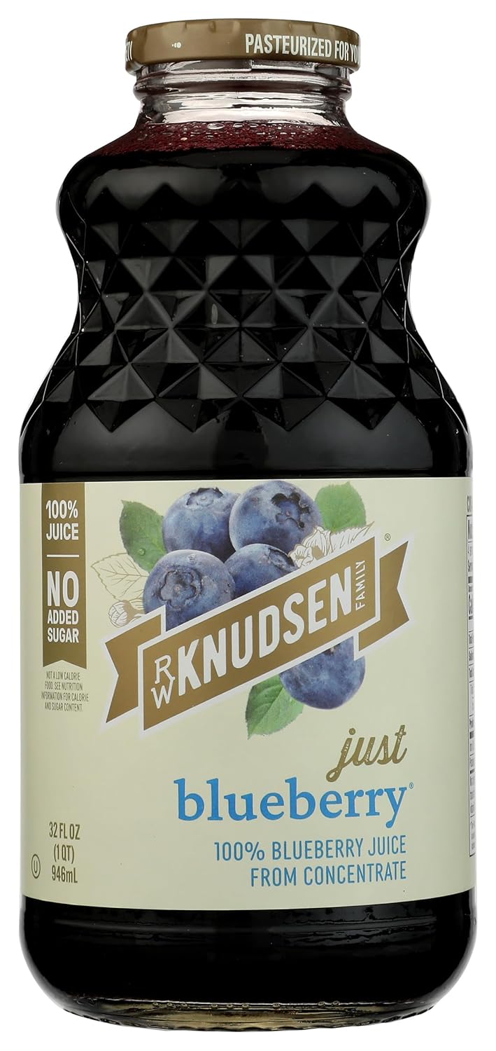R.W. Knudsen Just Blueberry Juice 32 oz - 100% Pure Non-GMO Blueberry Juice No Added Sugar