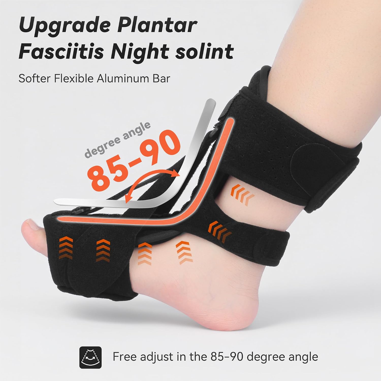 Upgrade Plantar Fasciitis Night Splint and Brace,plantar fasciitis relief with Soft Memory Foam Pad,achilles tendonitis brace for Women & Men,with Massage Ball for Tension Relief,Arch Pain, Heel Spur, Foot-drop and Achilles Tendonitis (Black)