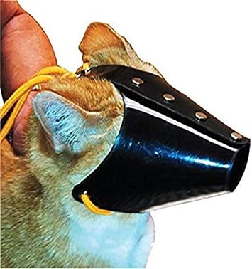 JorVet Cat Muzzle -Standard Size | Durable Black Plastic with Adjustable Drawstring | Secure Fit for Standard Cats & Brachycephalic Breeds | Veterinary-Quality Restraint for Grooming & Exams