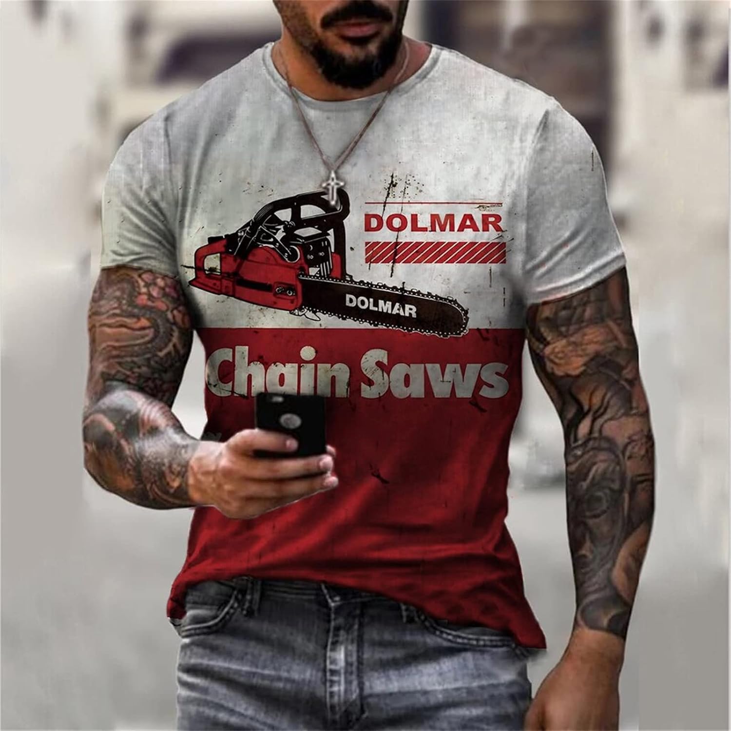 T-shirt da uomo a maniche corte con stampa girocollo Moto