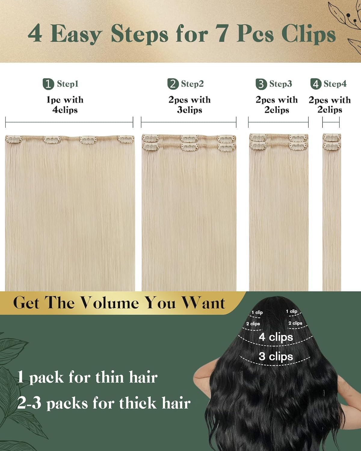 Ugeat Human Hair Clip in Extensions Blonde Clip in Hair Extensions Real Human Hair Platinum Blonde Clip in Hair Extensions for Women Blonde Hair Extensions 14 Inch 120g(105g Hair + 15g Clips)