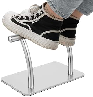 Reposapiés para silla de peluquería de acero inoxidable estable y móvil, reposapiés ergonómico para peluquería, barbería, salón de uñas, spa y salón de belleza, color plateado