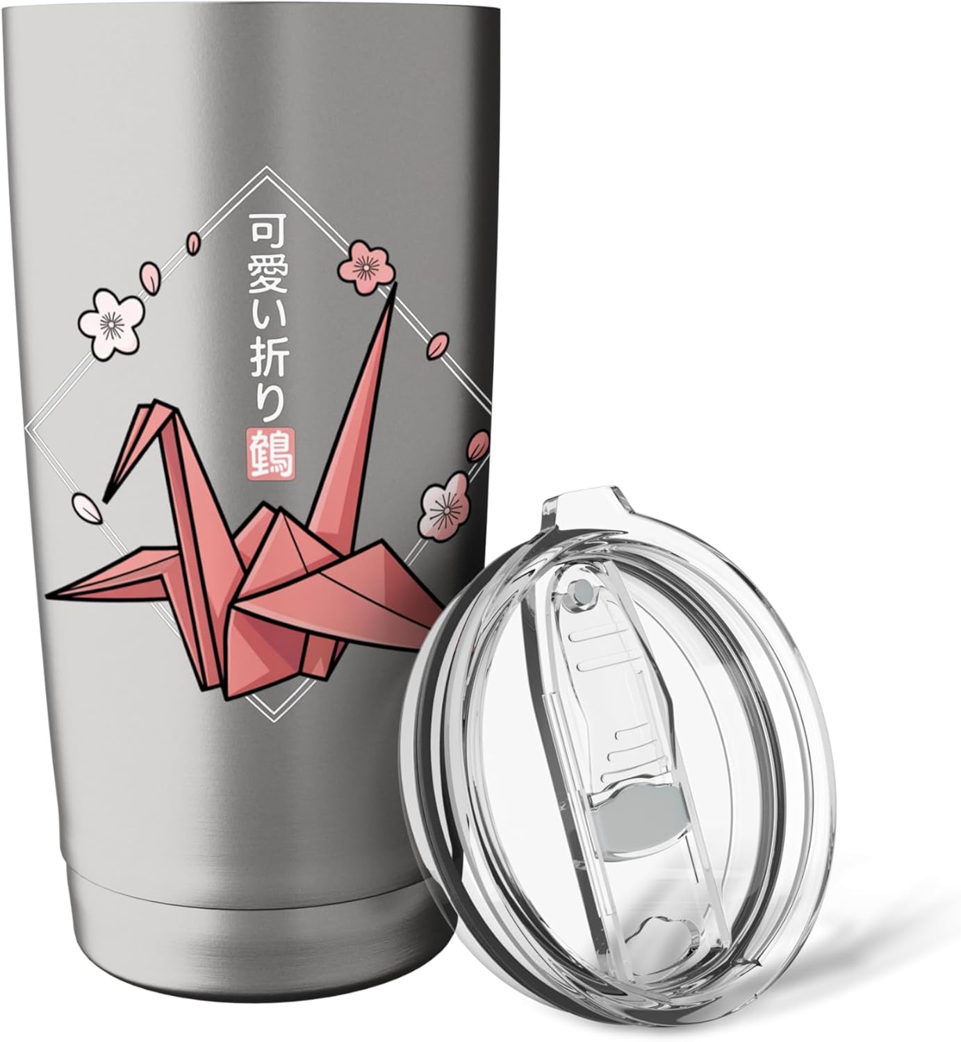 Minimal Origami Crane - Kawaii Orizuru Origami Stainless Steel Insulated Tumbler