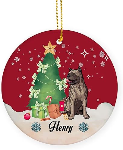 Perro de Presa Canario - Adornos de perro para árbol de Navidad, Perro de Presa Canario, decoración de Navidad para mujeres, Perro de Presa Canario,