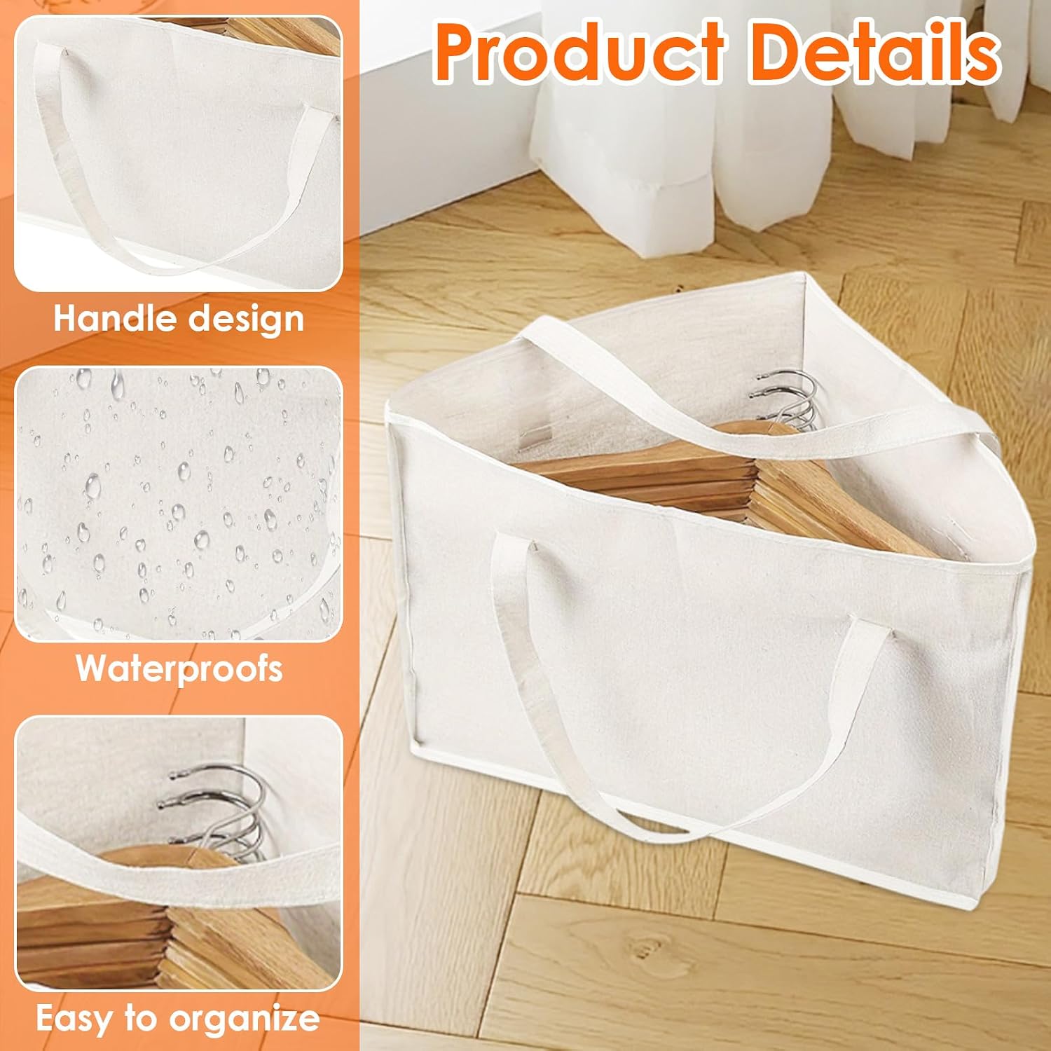 3 Pack Hanger Organizer - Rigid Hanger Holder & Storage Organizer, Foldable Hanger Storage Bag Saves Space, Clothes Organizer Stacker for Laundry Rooms, Waterproof Closet Organizer with Handle