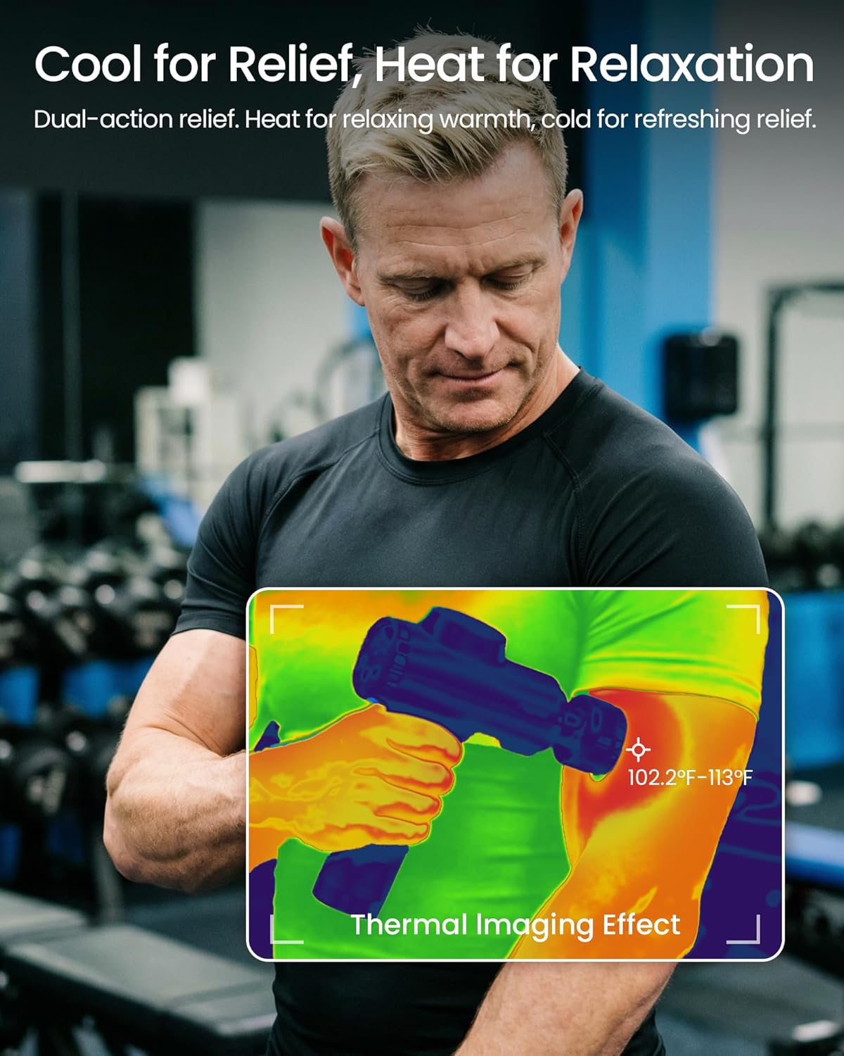 Muscle Massage Gun with Heat and Cold - Deep Tissue Percussion Massager for Muscle Recovery, Pain Relief & Relaxation, Quiet Powerful, Smart LED Display, Ergonomic Grip with Carrying Case