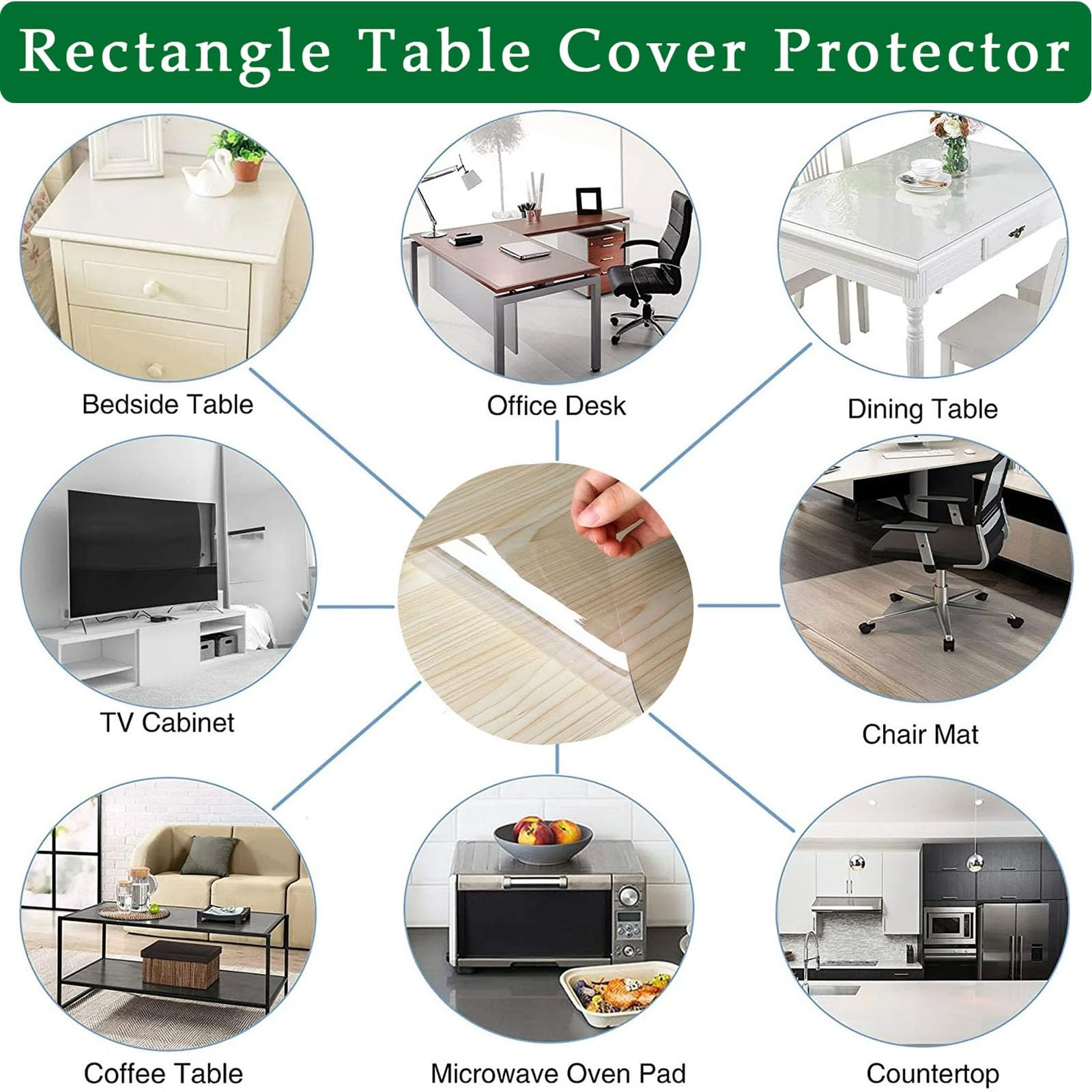 Protector de mesa C de 39in x126in, fundas de vinilo impermeables de 1,5 mm para cocina, noche, escritura, almohadillas de plástico recular a prueba de aceite y fácil de limpiar