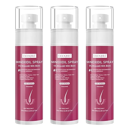 Miniatura 8 de Spray de minoxidil al 5% para el crecimiento del cabello para mujeres, tratamiento de recrecimiento del cabello con infusión de biotina, tratamiento
