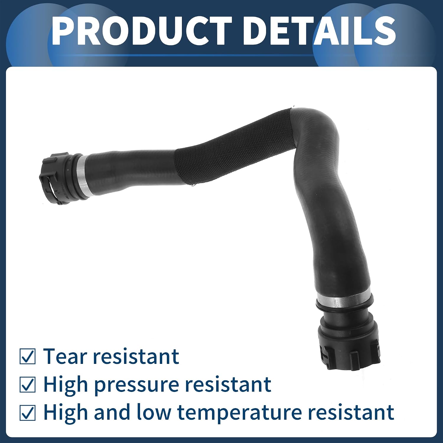 Radiator Coolant Hose Lower Engine Water Hose No.11537505229 for BMW 540i 1999-2003 for BMW 740i 740iL 1998-2001 Rubber Black Good Sealing