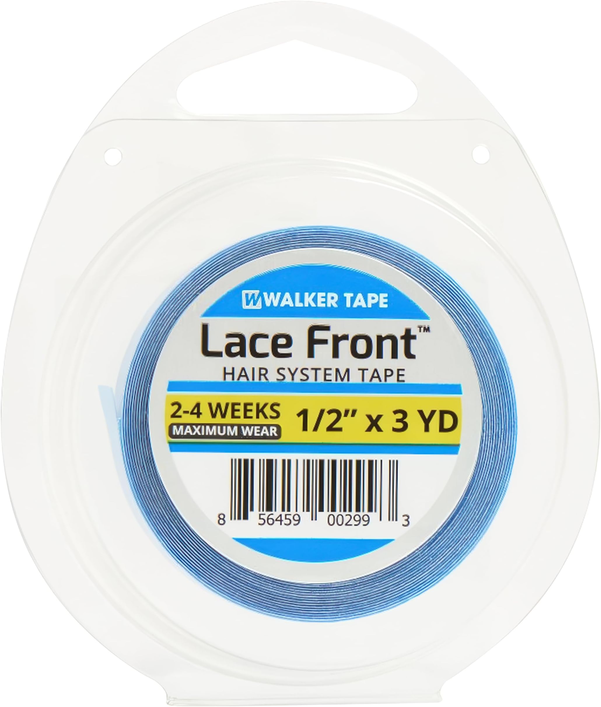 Walker Tape Blue Lace Front Support Tape Roll 1/2" x 3 Yards, Double Sided Wig Tape for Lace Wigs, Toupees, and Tape in Hair Extensions Human Hair, Strong No-Shine Hairpiece Tape