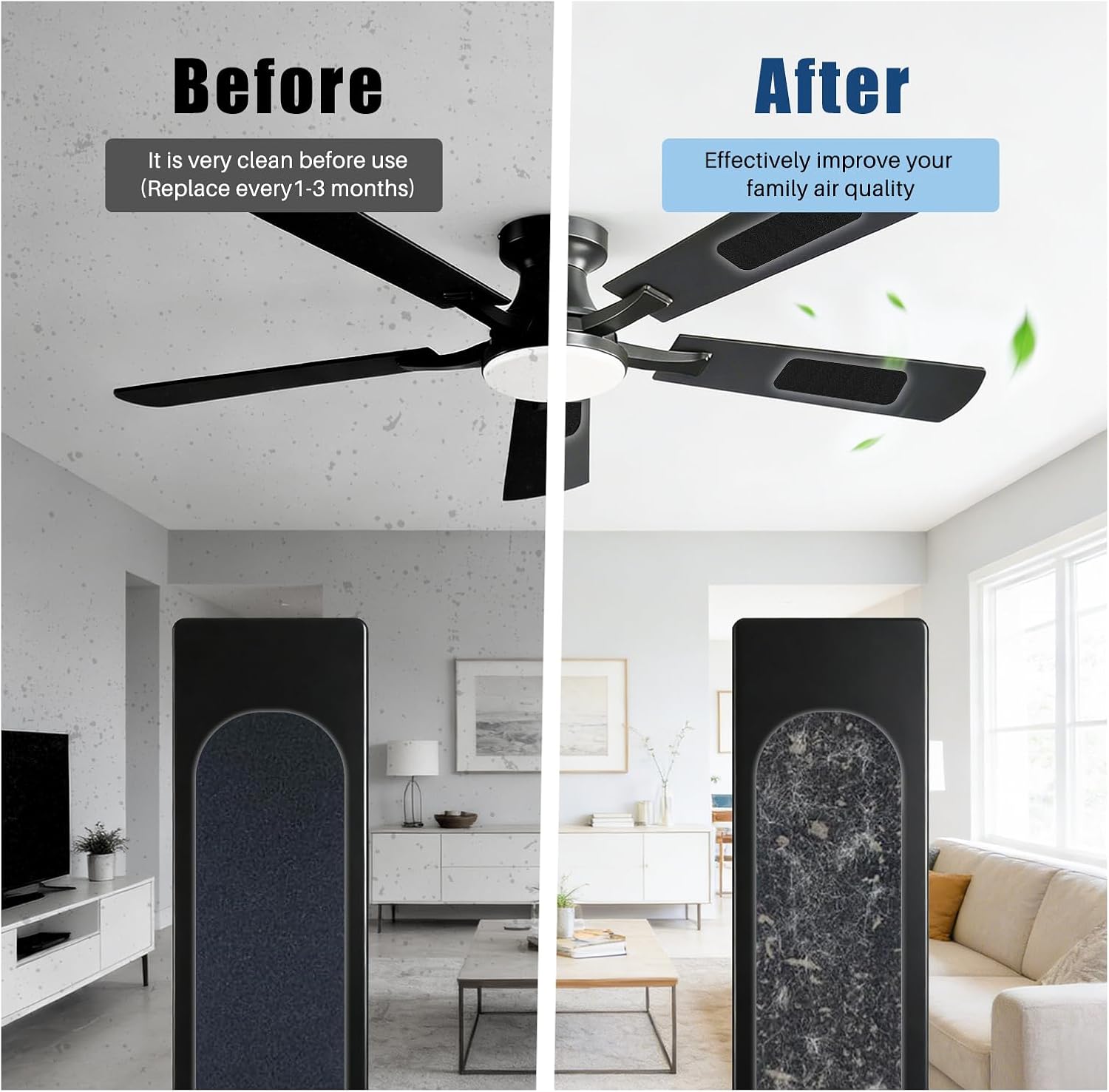 5 Pack Ceiling Fan Air Purifier Pads, Ceiling Fan Filters for for Home