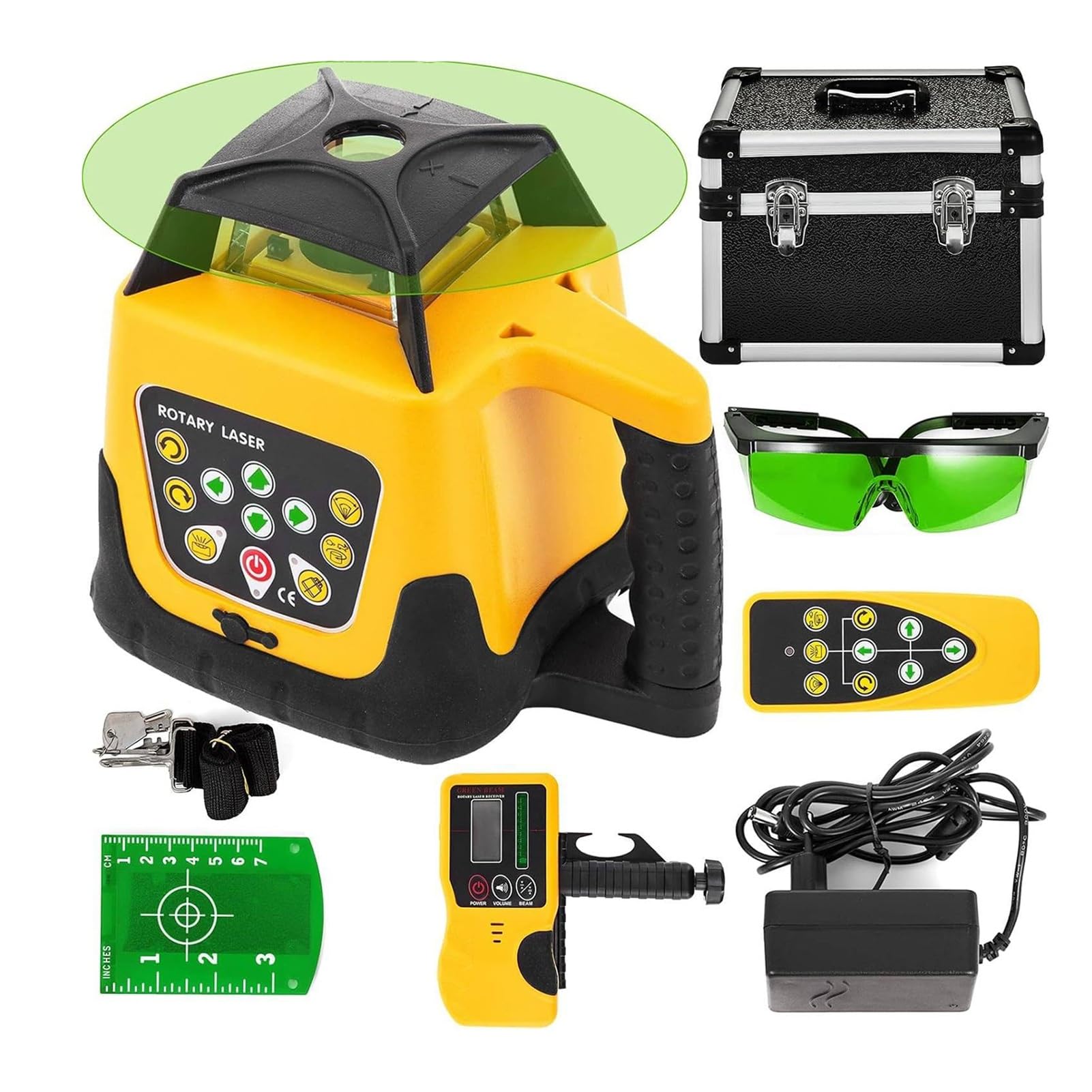 360 Degree Self-Leveling Rotary Laser Level Kit with Receiver, Detector Holder, Carrying Case, 500m Range, Ideal for Construction