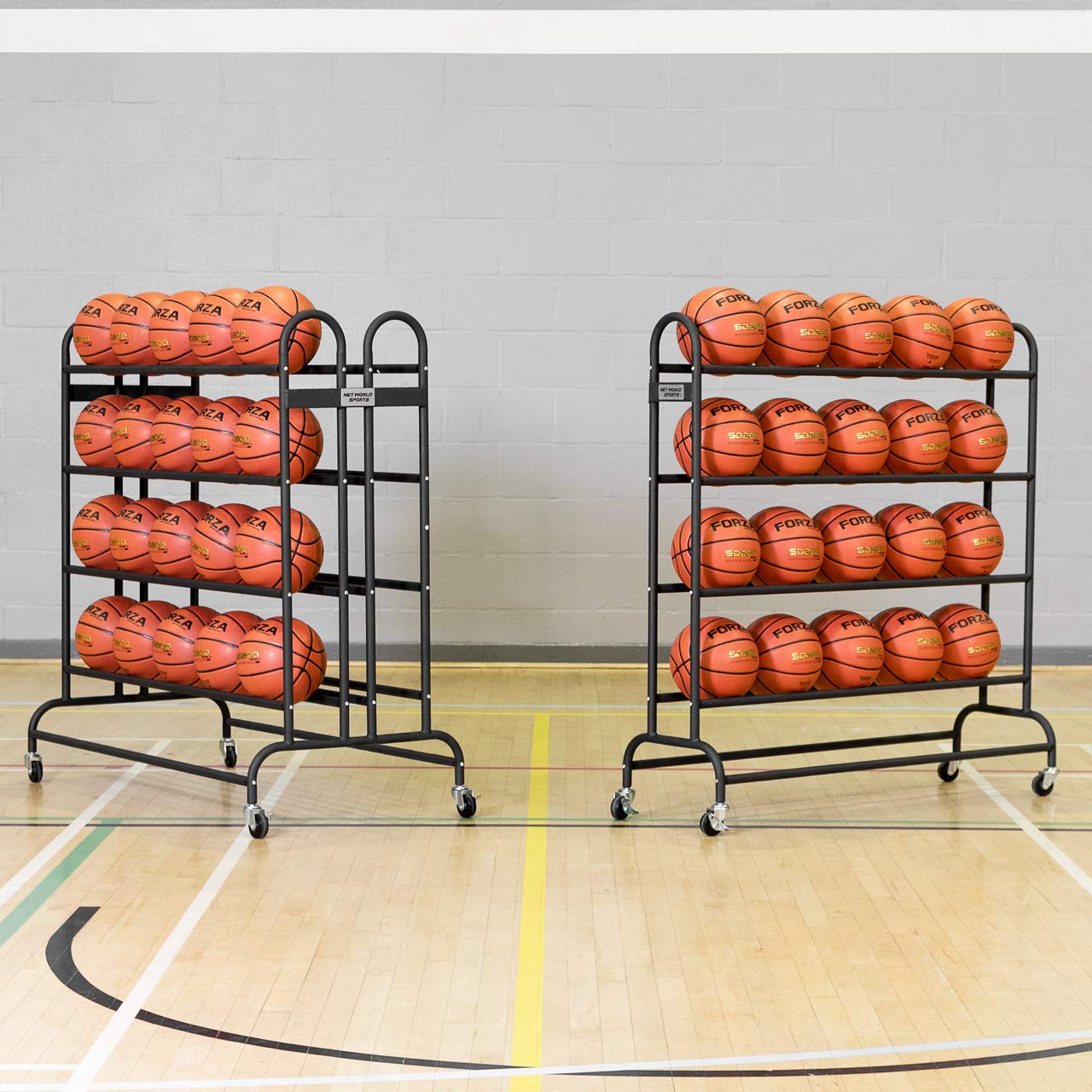 FORZA Freestanding Portable Sports Ball Trolley | 20 or 40 Capacity Ball Trolley | Multi-Sport Ball Rack (20 Ball Capacity)