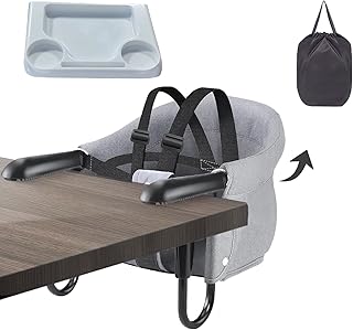 YANHAO テーブルチェア ベビーテーブルチェア 赤ちゃん椅子 食事 テーブル 食事用 折り畳み携帯お食事椅子 折りたたみ テーブル ローチェア 家庭 外食 旅行用 日本語マニュアル (灰色)