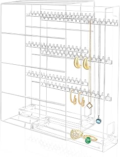 XUNSAIL Jewelry Earring Organizer Ear Display Holder Earrings Stand Box With Rack Ring Necklce Acrylic