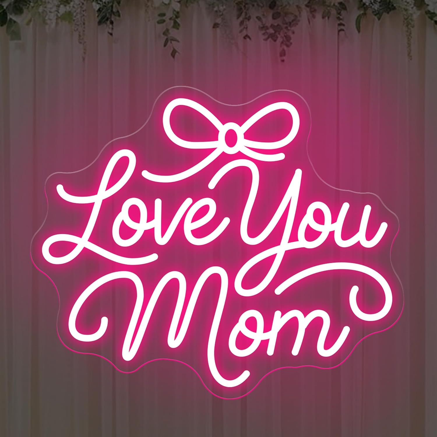 Love You Mom Neon Sign - Dimmable USB LED Light, Ideal mothers day gifts, neon signs for wall decor, Bedroom, Living Room & Sweet Party Decor-Pink