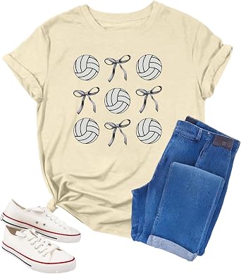 Volleyball Shirt Women Volleyball Mom Shirt Game Day Team Tee Tops Graphic Sports Ball Player Gift Short Sleeve