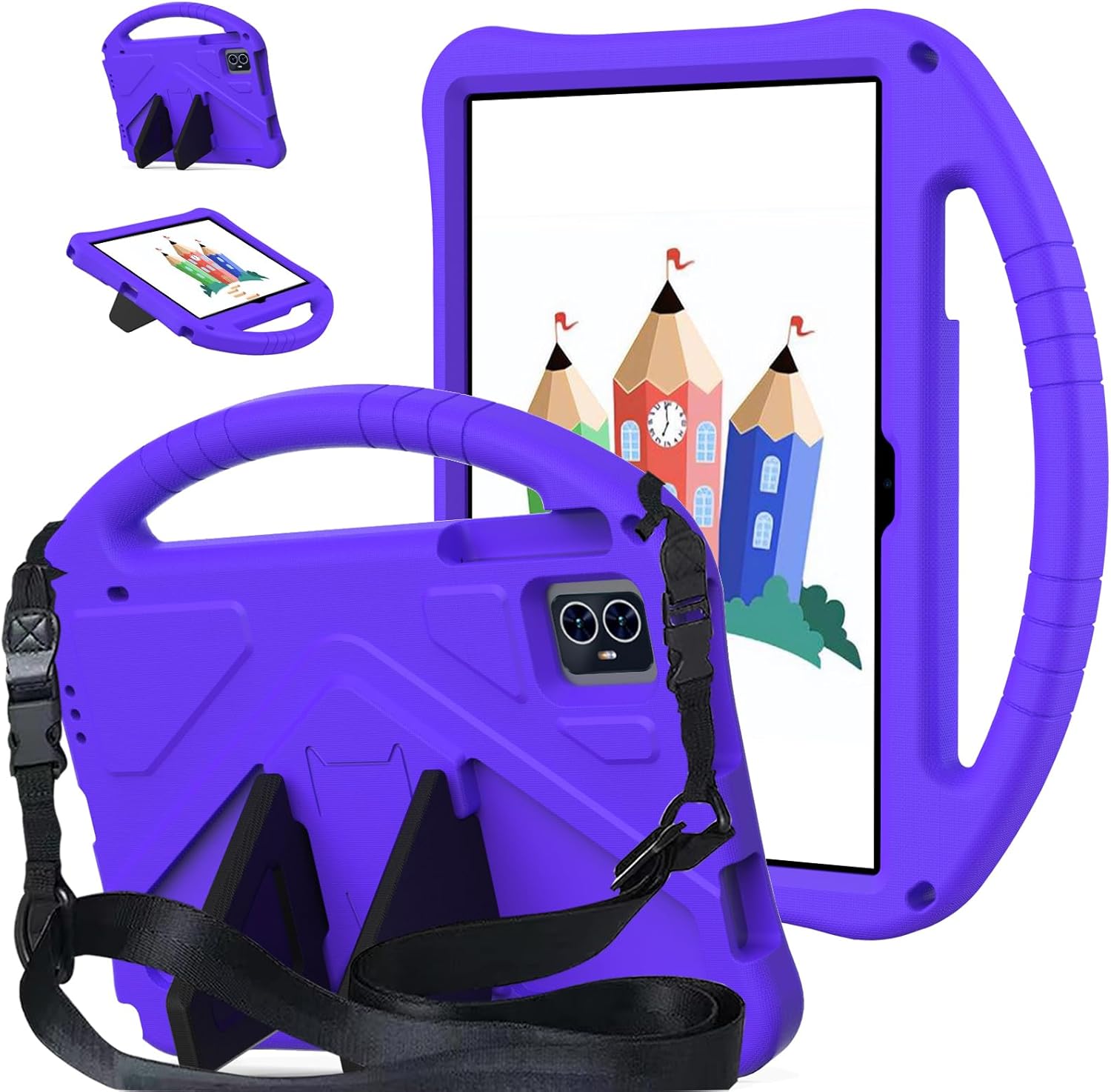 YRH for Tmobile Revvl Tab 2 Case (2025), Kids EVA Shockproof Cover with Shoulder Strap for T-Mobile Revvl Tab 2 Tablet (Purple)
