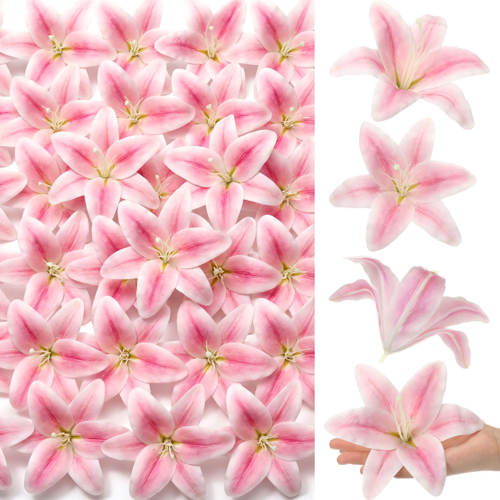 Photo 1 of Suncalla Artificial Lily Heads - Pastel Pink, 30 Pack