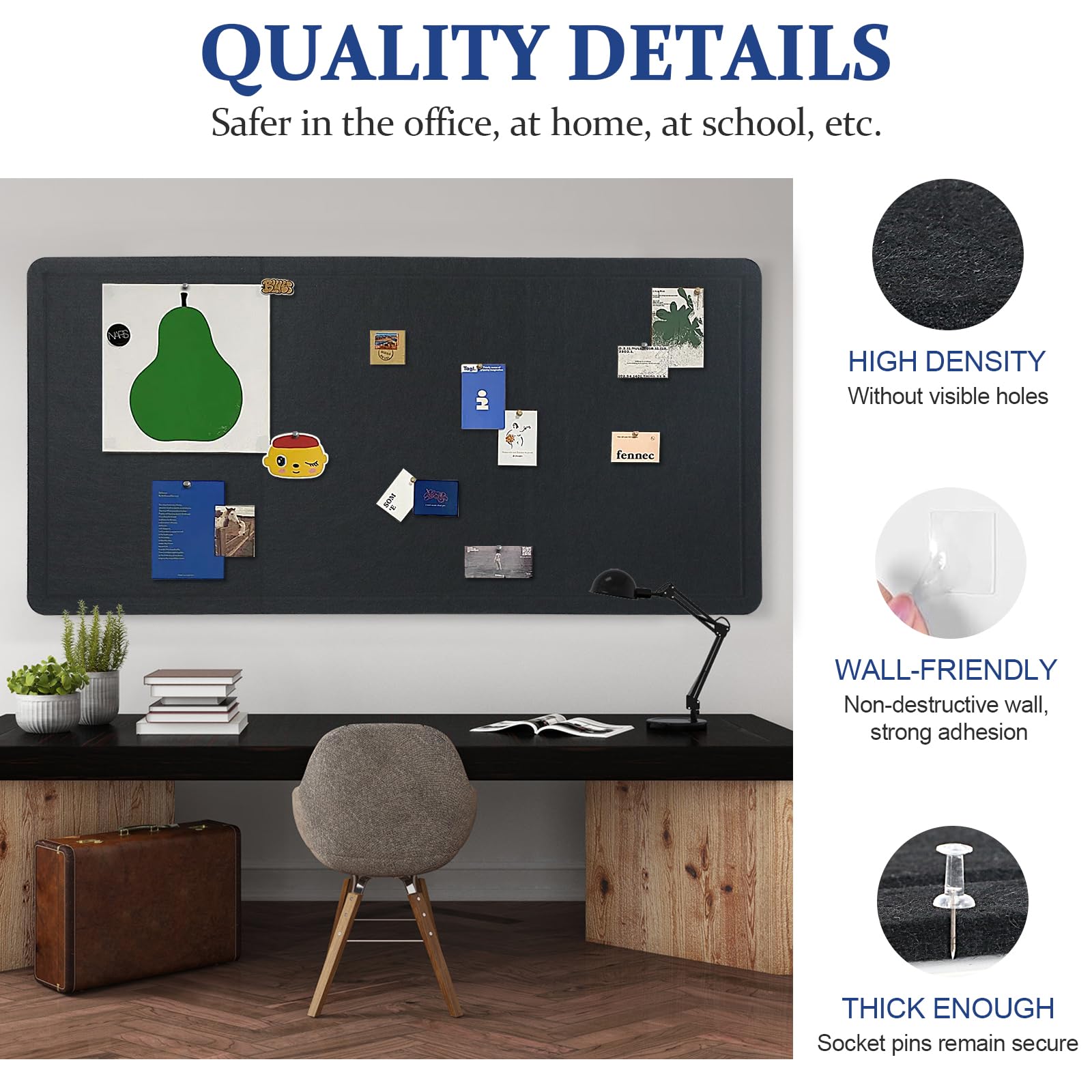 Groot vilten prikbord 120 x 60 viltbord - Ronde randen decoratief Groot vilten prikbord 120 x 60 viltbord - Ronde randen decoratief