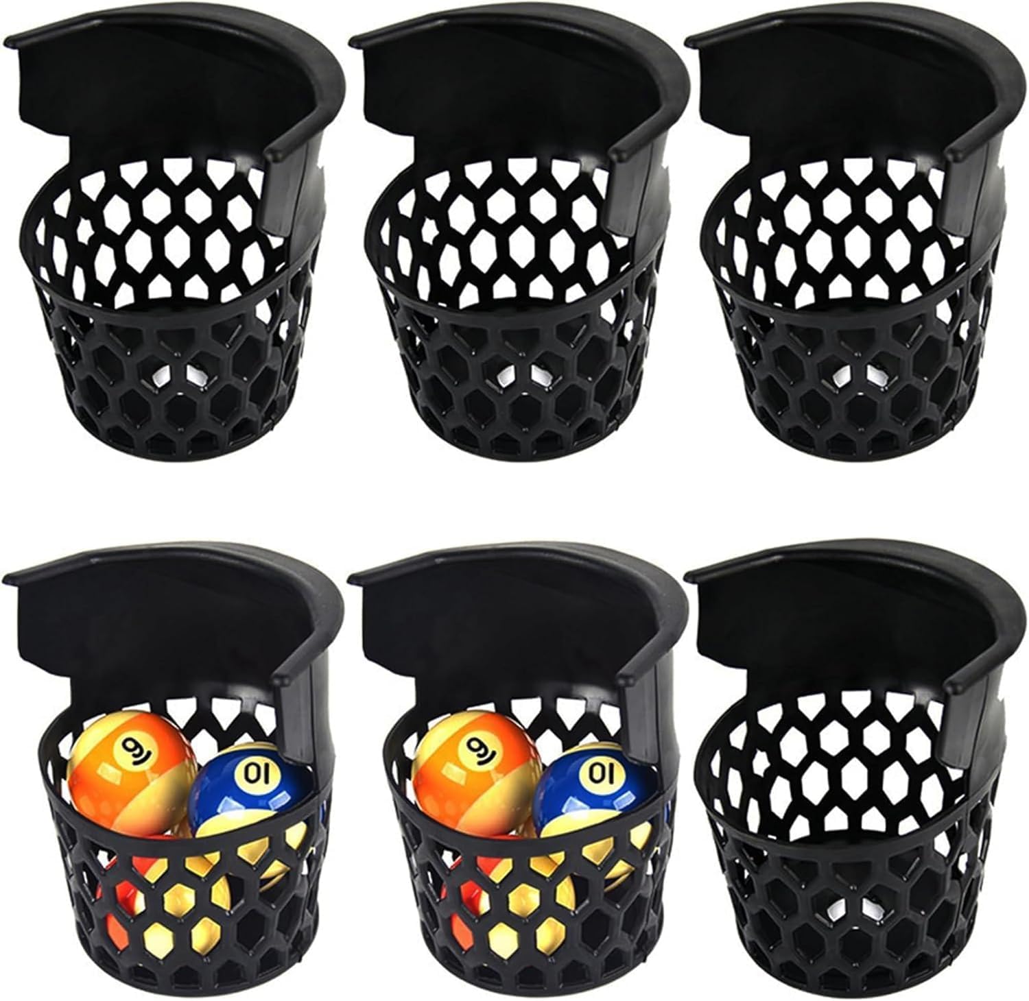 Billiard Pool Table Pockets Replacement: 6pcs Plastic Web Billiard Pockets Set, Heavy Duty Billiards Table Drop Nets Billiards Ball Storage Pockets - 6 Billiards Pockets