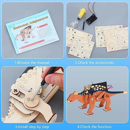 Miniatura 5 de Silipull 6 piezas de juguetes de dinosaurio manos 3D DIY rompecabezas de madera dinosaurio artesanía modelo robot tallo kits educativos edificios