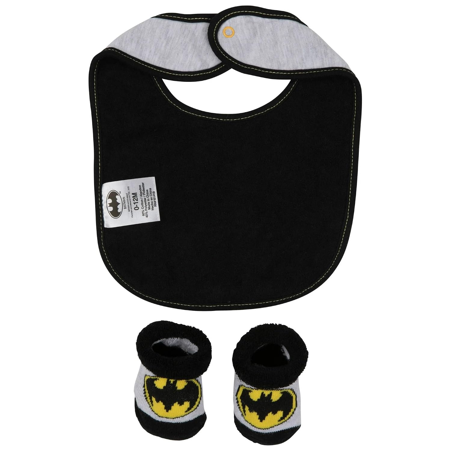 Happy Threads Batman Little Hero 2-Piece Infant Bib and Booties Set image 2