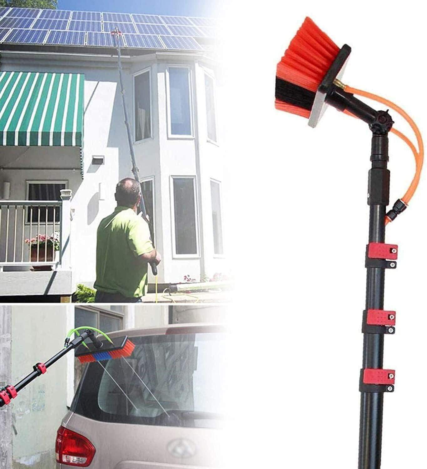 Cepillo de limpieza de ventanas, poste de alimentación de agua ajustable de 3,6 m a 11 m, ideal para caravanas, camiones, autocaravanas y autobuses, incluye cabezal de cepillo de 55 cm para limpiar