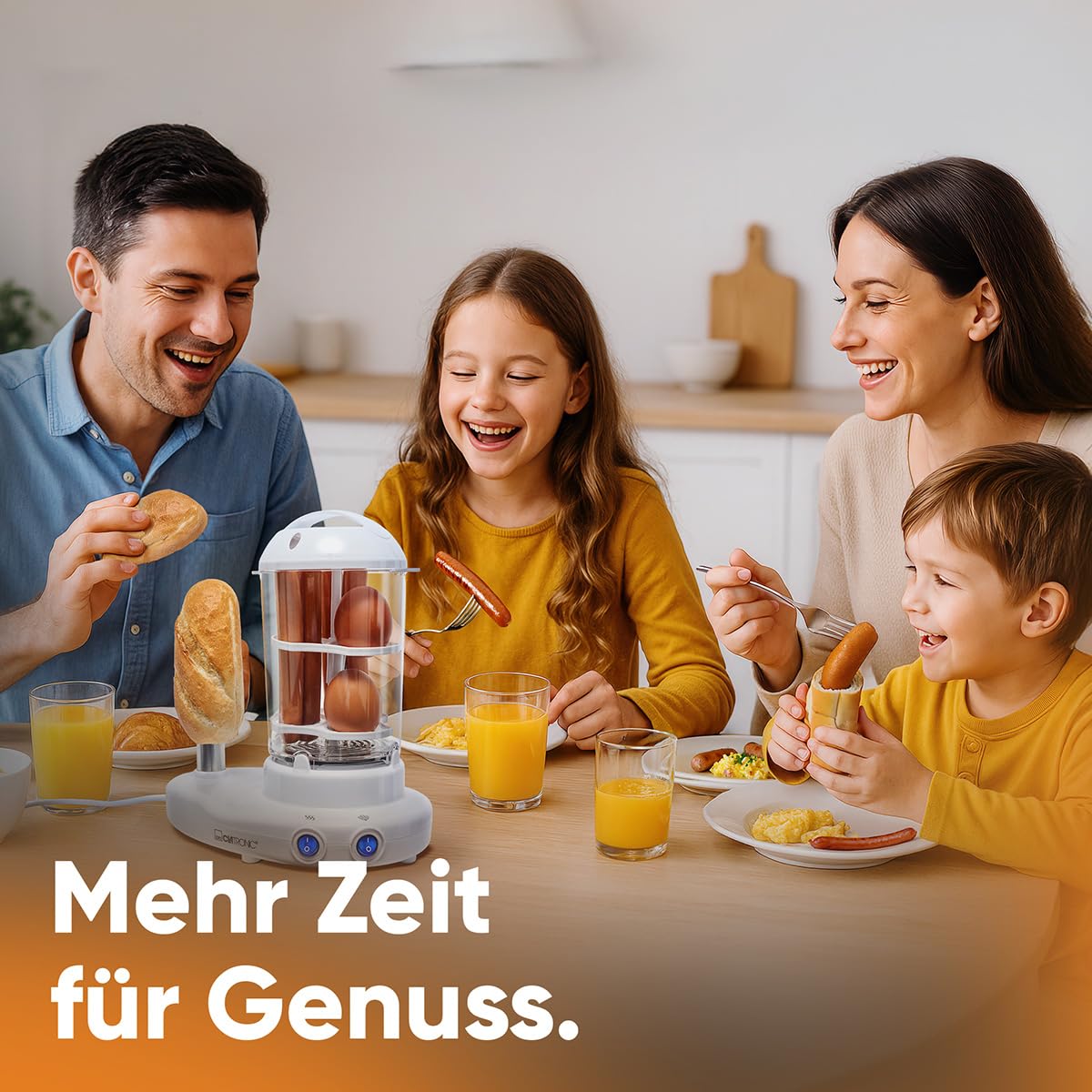 Clatronic 2in1 Hot Dog Maker & Egg Cooker | Set Hotdog Maker pour 1-14 saucisses | Egg Cooker pour jusqu'à 6 œufs | avec broche chauffante en acier inoxydable | avec gobelet gradué et pic à œufs