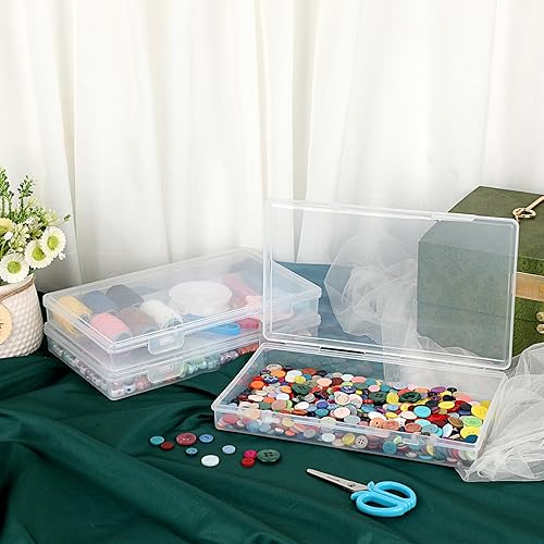 Miniatura 6 de BTSKY Caja de almacenamiento de plástico transparente con tapa de solapa, organizadores multiusos para manualidades y caja de almacenamiento,