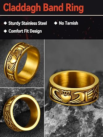 FaithHeart クラダリング 愛用 ステンレススチール/18Kゴールドメッキ レディース メンズ 結婚指輪 カスタマイズ可