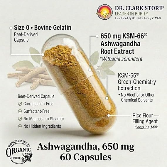 Dr Clark Store Ashwagandha Supplement - 650mg, 60 Capsules