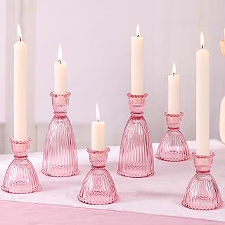 25 Candle Decor Ideas to Make Every Corner Feel Inviting 26 LAMORGIFT Pink Candle Holder Set of 6-4pcs 3.5